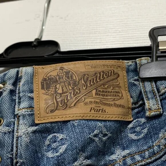 READ DESCRIPTION Louis Vuitton Denim Monogram Skirt Size 36 USED Authentic - Picture 4 of 11